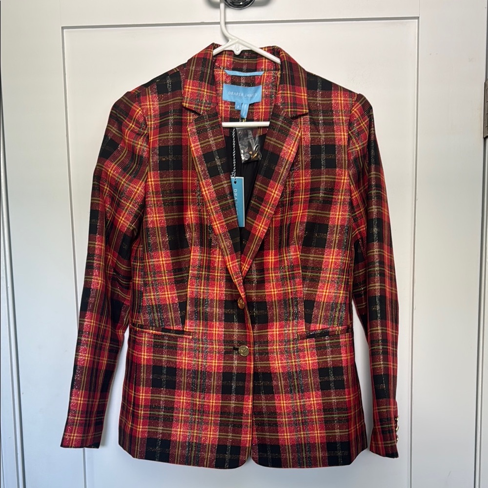 Draper James Red and Black Plaid Blazer